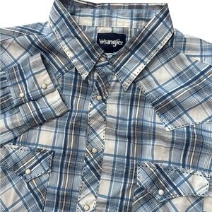 Wrangler Pearl Snap Western Style Long Sleeve Snap Shirt Men’s Size XXL Blue